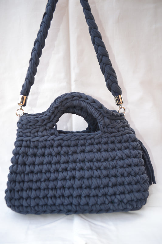 Borsa a Maglia Grossa con Tracolla Intrecciata